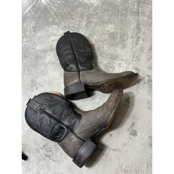 Vtg Alberta Boot Company Gray Black Leather Cowboy Boots 8.5 EE Mens Western - Picture 13 of 16